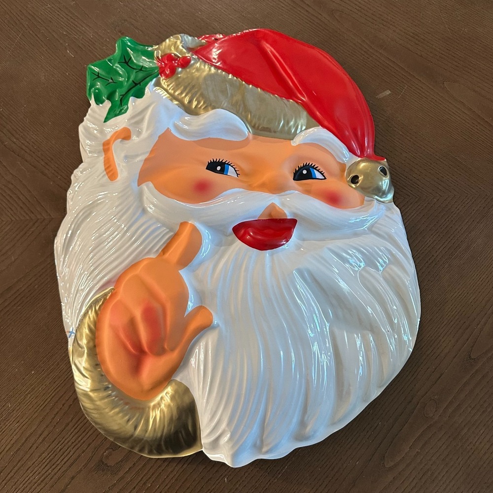 Vintage 1990s Extra Large Plastic Santa Claus Head Christmas Decor LARGE